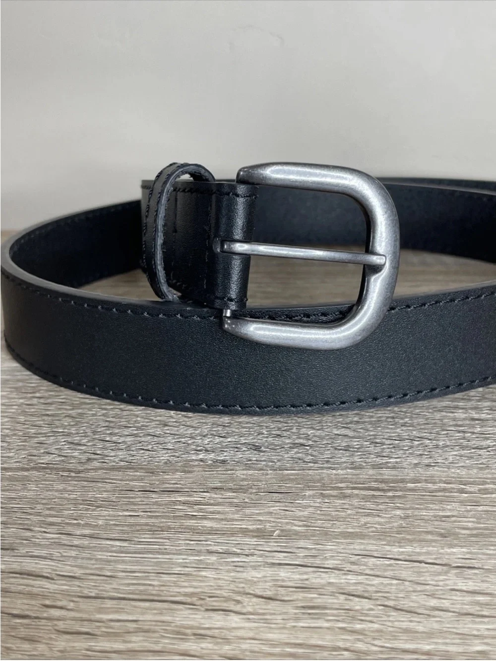 Wrangler Genuine Leather Work Belt Black Silver Buckle Men's Utility Size 42/105